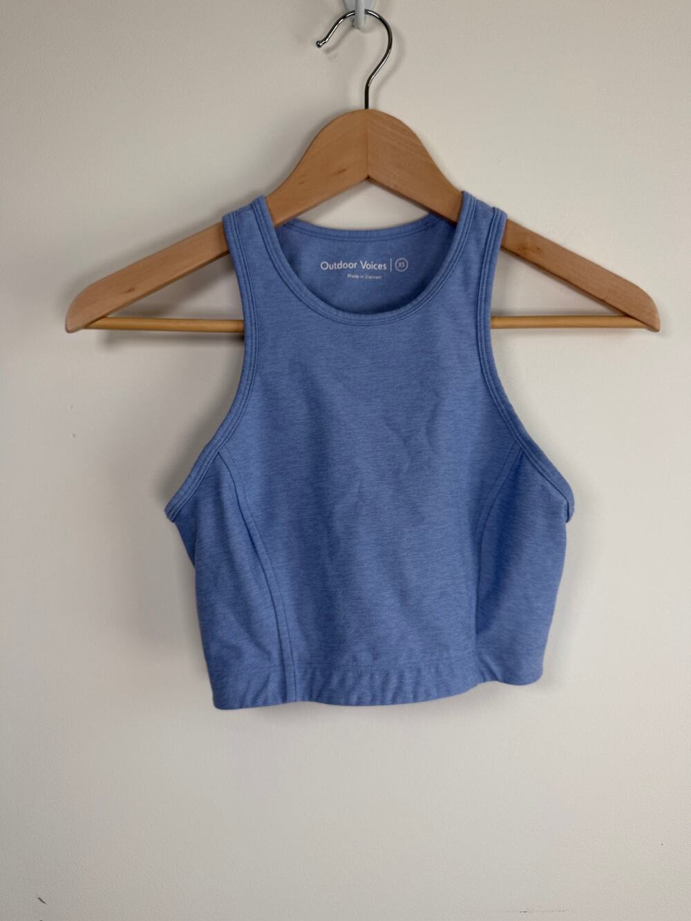 Outdoor Voices Activewear Crop Tank Sports Bra Blue Sz XS Racerback Stretch Top